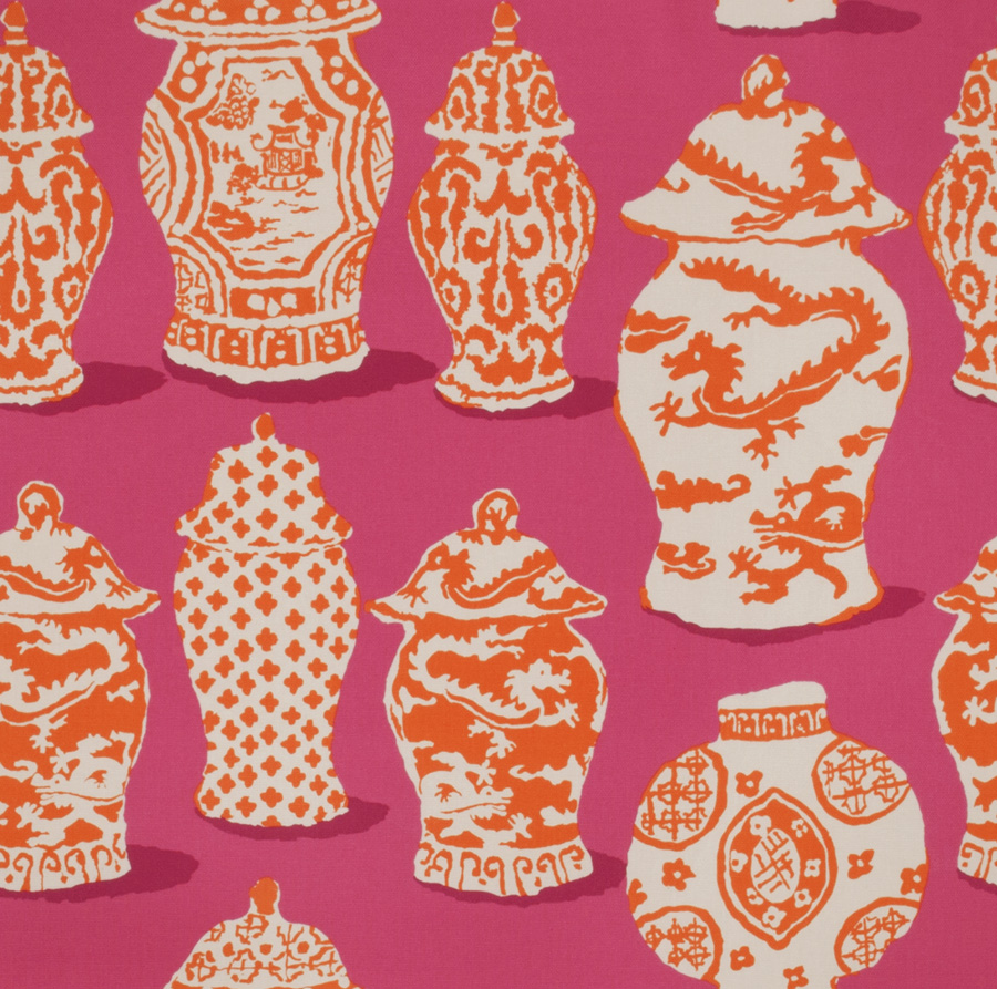 Canton Pink Orange Fabric Fabricut Canton Pink Orange